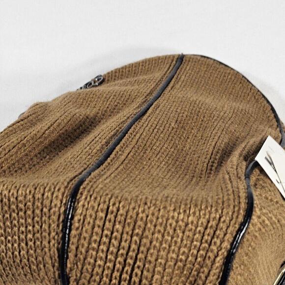 Jamont Men's Knit Flat Padded Warm Beret Caps Casual Wool And Leather Hat - Picture 2 of 12